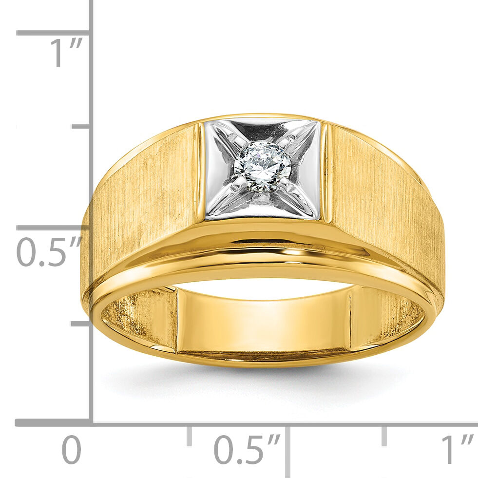 10k Two-tone IBGoodman Men's Polished and Satin Diamond Complete Ring-B05502