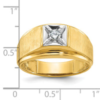 10k Two-tone IBGoodman Men's Polished and Satin Diamond Complete Ring-B05502