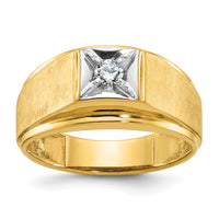 10k Two-tone IBGoodman Men's Polished and Satin Diamond Complete Ring-B05502