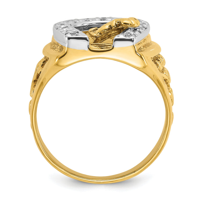 14k Two-tone IBGoodman Men's Horse and Horseshoe Diamond Ring Mounting-B05602