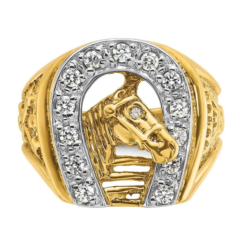 14k Two-tone IBGoodman Men's Horse and Horseshoe 1/2 carat Diamond Complete Ring-B05602-4YWAA