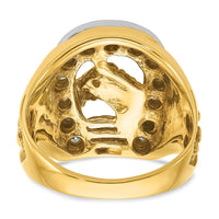 14k Two-tone IBGoodman Men's Horse and Horseshoe 1/2 carat Diamond Complete Ring-B05602-4YWAA