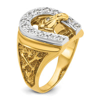 14k Two-tone IBGoodman Men's Horse and Horseshoe 1/2 carat Diamond Complete Ring-B05602-4YWAA