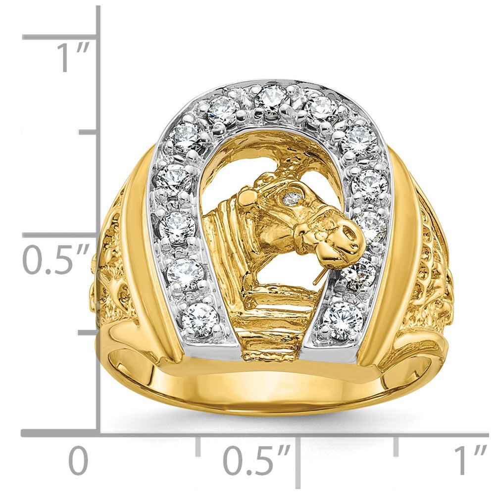 14k Two-tone IBGoodman Men's Horse and Horseshoe 1/2 carat Diamond Complete Ring-B05602-4YWAA
