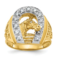 14k Two-tone IBGoodman Men's Horse and Horseshoe Diamond Ring Mounting-B05602