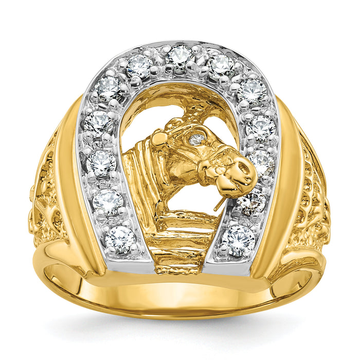 14k Two-tone IBGoodman Men's Horse and Horseshoe Diamond Ring Mounting-B05602