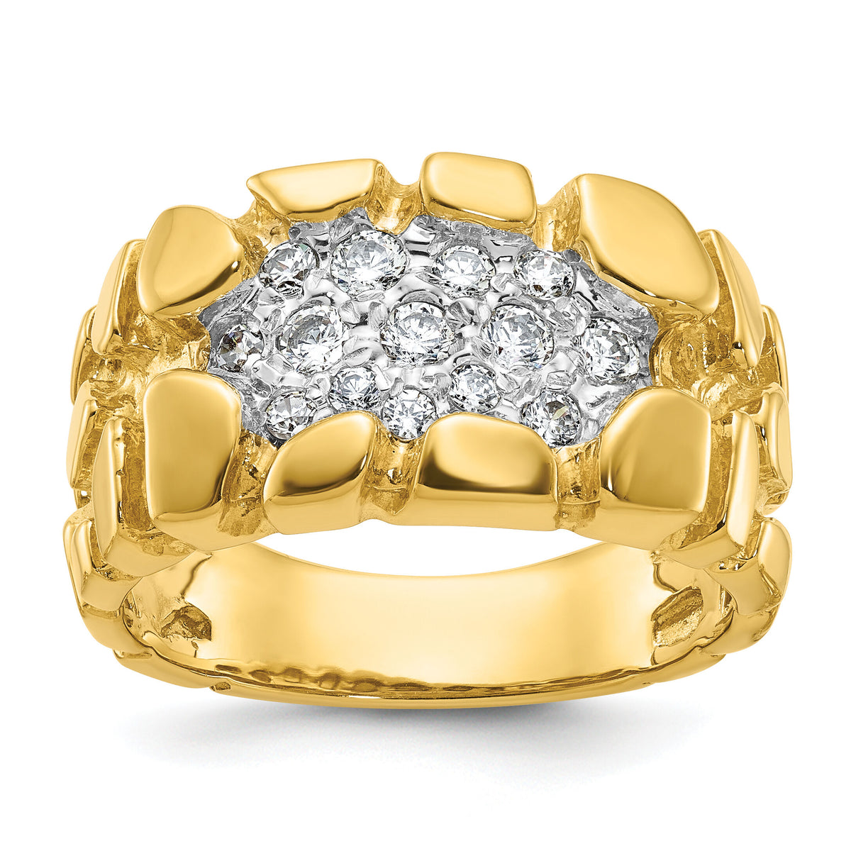 14k IBGoodman Men's Cluster Diamond Nugget Complete Ring-B05677