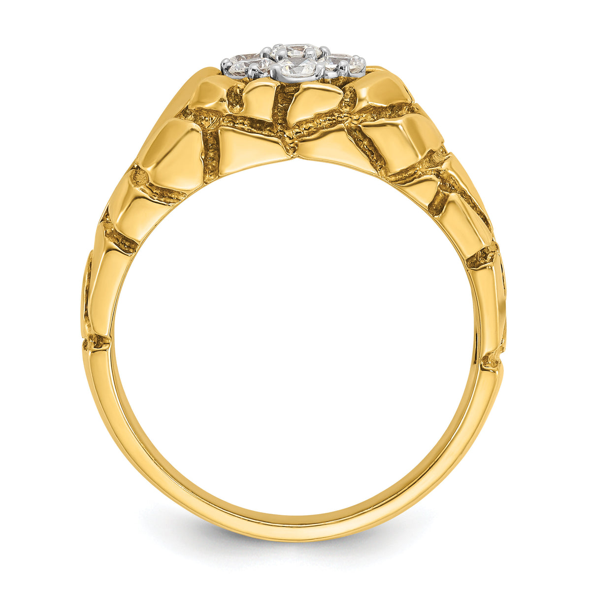 10ktt IBGoodman Men's Polish/Nugget Texture Round Dia Cluster Ring-B05936