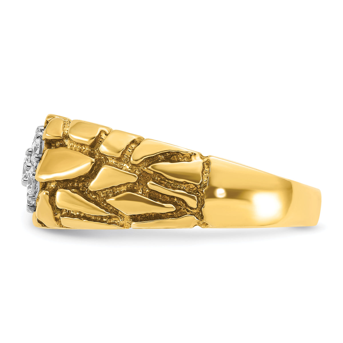 10ktt IBGoodman Men's Polish/Nugget Texture Round Dia Cluster Ring-B05936