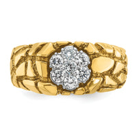 10ktt IBGoodman Men's Polish/Nugget Texture Round Dia Cluster Ring-B05936