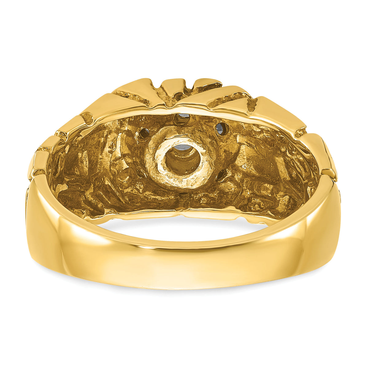 10ktt IBGoodman Men's Polish/Nugget Texture Round Dia Cluster Ring-B05936