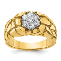10ktt IBGoodman Men's Polish/Nugget Texture Round Dia Cluster Ring-B05936