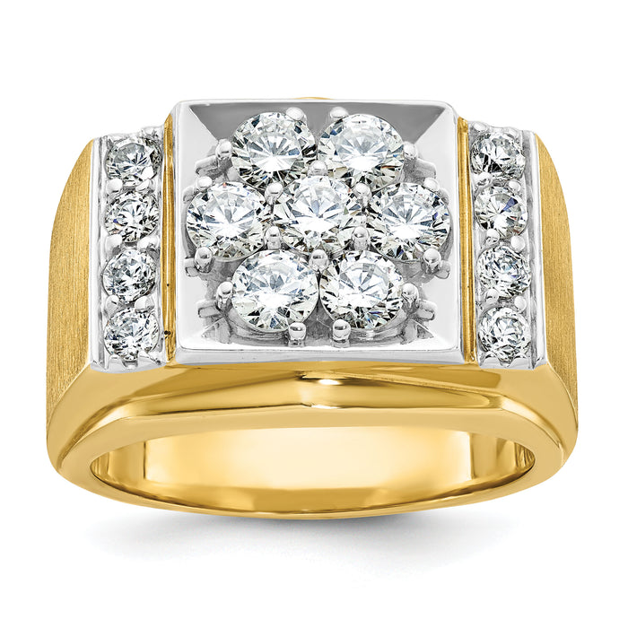 14k Two-tone IBGoodman Men's Polished and Satin Diamond Cluster Ring-B05977