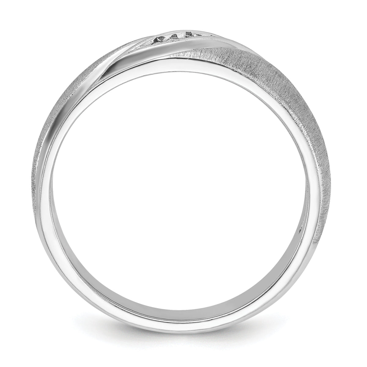 14k White Gold 1/15 ct Lab Grown Dia VS/SI+ G+ Polished/Satin Men's Ring-B09929