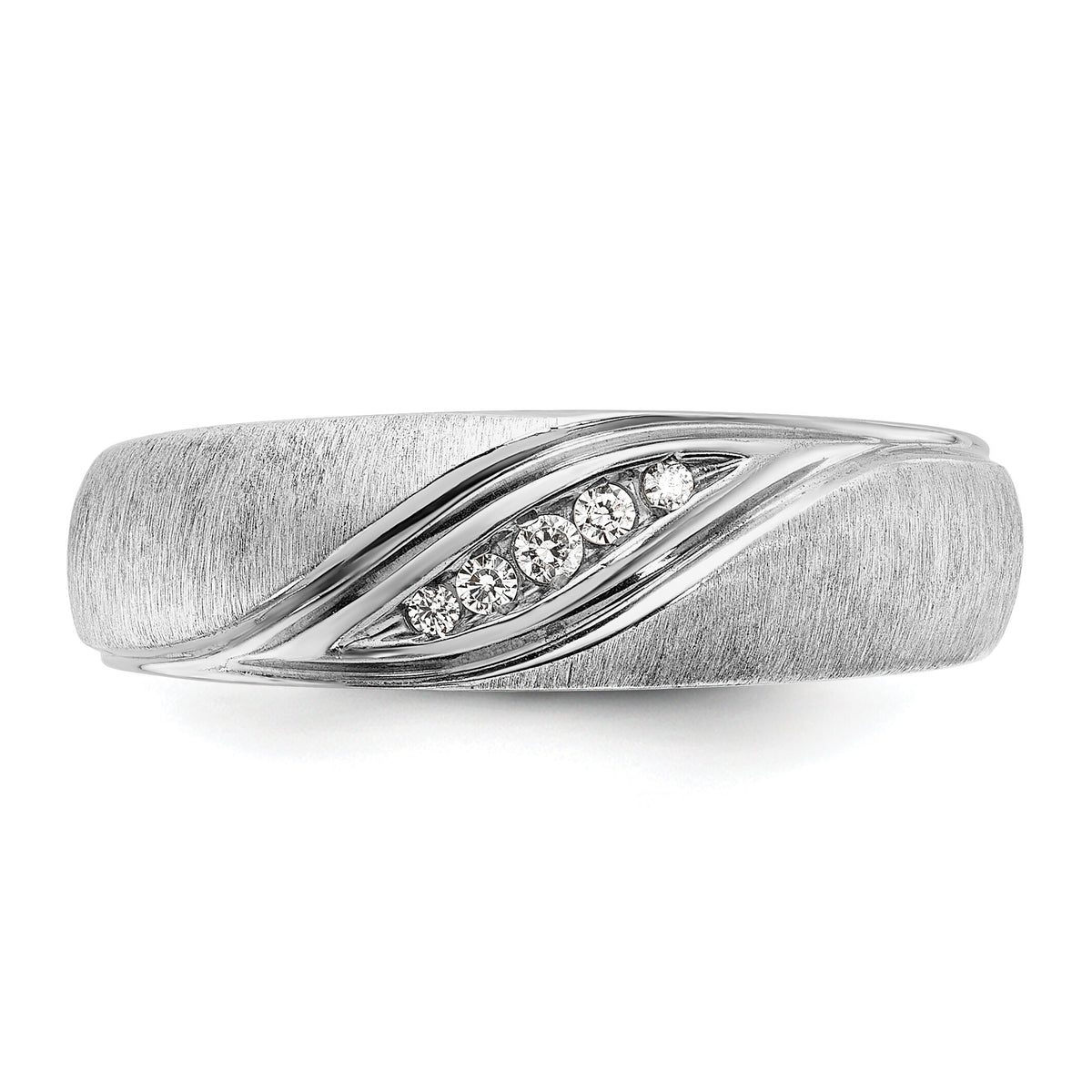 14k White Gold 1/15 ct Lab Grown Dia VS/SI+ G+ Polished/Satin Men's Ring-B09929