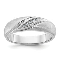 14k White Gold 1/15 ct Lab Grown Dia VS/SI+ G+ Polished/Satin Men's Ring-B09929
