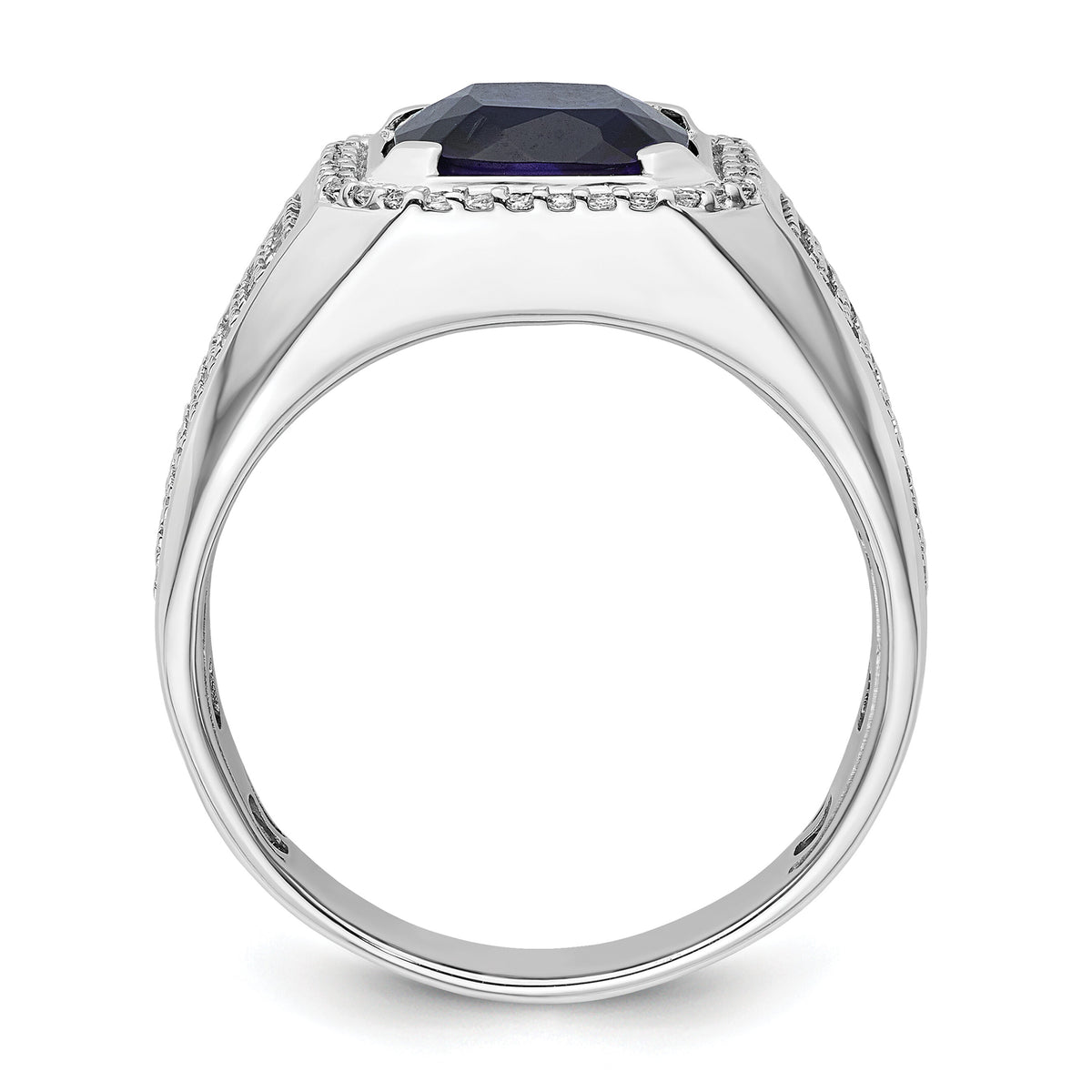 14kw 7/8 ct Lab Grown Dia VS/SI+ G+ & Cr Blue Sapphire Complete Men's Ring-B220039