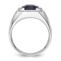 14kw 7/8 ct Lab Grown Dia VS/SI+ G+ & Cr Blue Sapphire Complete Men's Ring-B220039