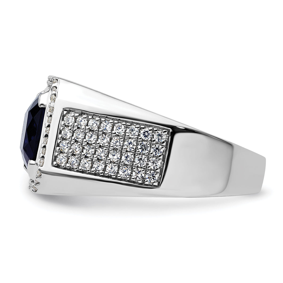 14kw 7/8 ct Lab Grown Dia VS/SI+ G+ & Cr Blue Sapphire Complete Men's Ring-B220039