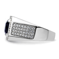 14kw 7/8 ct Lab Grown Dia VS/SI+ G+ & Cr Blue Sapphire Complete Men's Ring-B220039