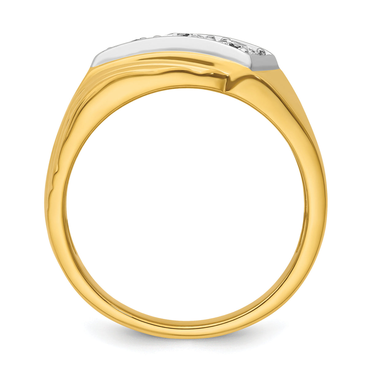 14k w/ White RH 1/2 carat Lab Grown Diamond VS/SI+ G+ 3 Stone Men's Ring-B220040