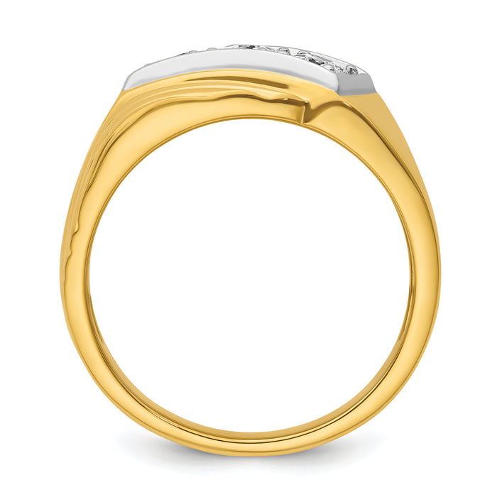 14k w/ White RH 1/2 carat Lab Grown Diamond VS/SI+ G+ 3 Stone Men's Ring-B220040