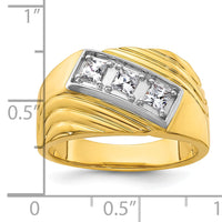 14k w/ White RH 1/2 carat Lab Grown Diamond VS/SI+ G+ 3 Stone Men's Ring-B220040
