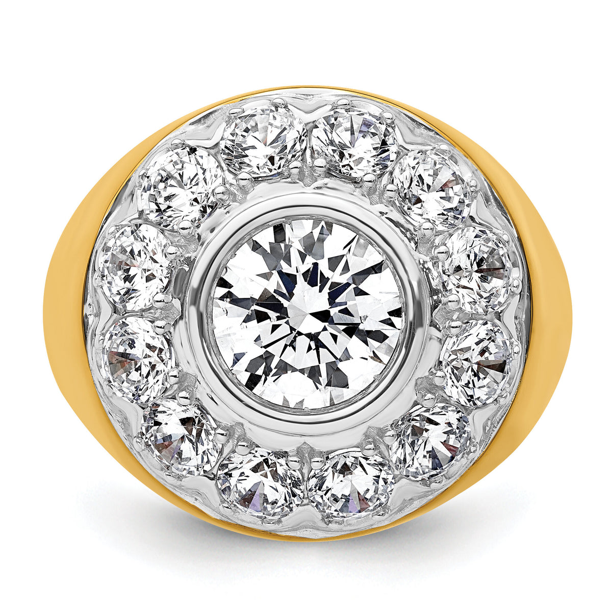 14k Two-Tone 2 1/2 ct Lab Grown Dia VS/SI+ G+ Semi Men's Cluster Ring-B220041