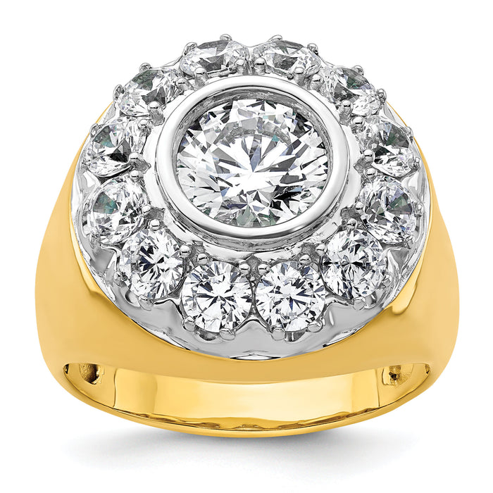14k Two-Tone 2 1/2 ct Lab Grown Dia VS/SI+ G+ Semi Men's Cluster Ring-B220041