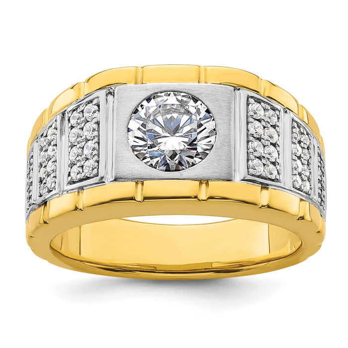 14ktt 1 5/8 ct Lab Grown Diamond VS/SI+ G+ Complete Pol/Satin Men's Ring-B220042-4YWLGC