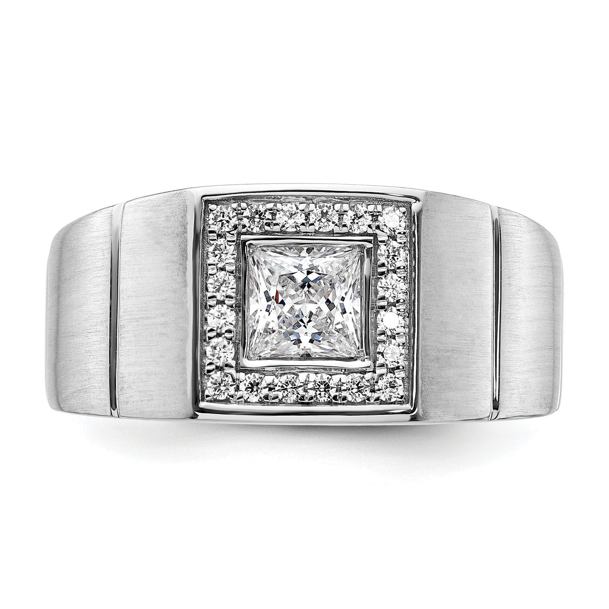 14k White Gold 1 ct Lab Grown Diamond VS/SI+ G+ Complete Men's Ring-B220043