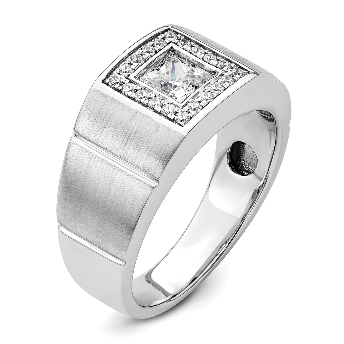 14k White Gold 1 ct Lab Grown Diamond VS/SI+ G+ Complete Men's Ring-B220043