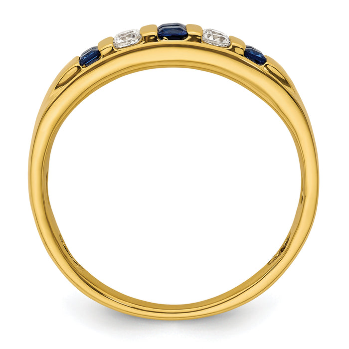 14k 1 1/4 ct Lab Grown Diamond VS/SI+ G+ & Cr Sapphire Complete Men's Ring-B220044