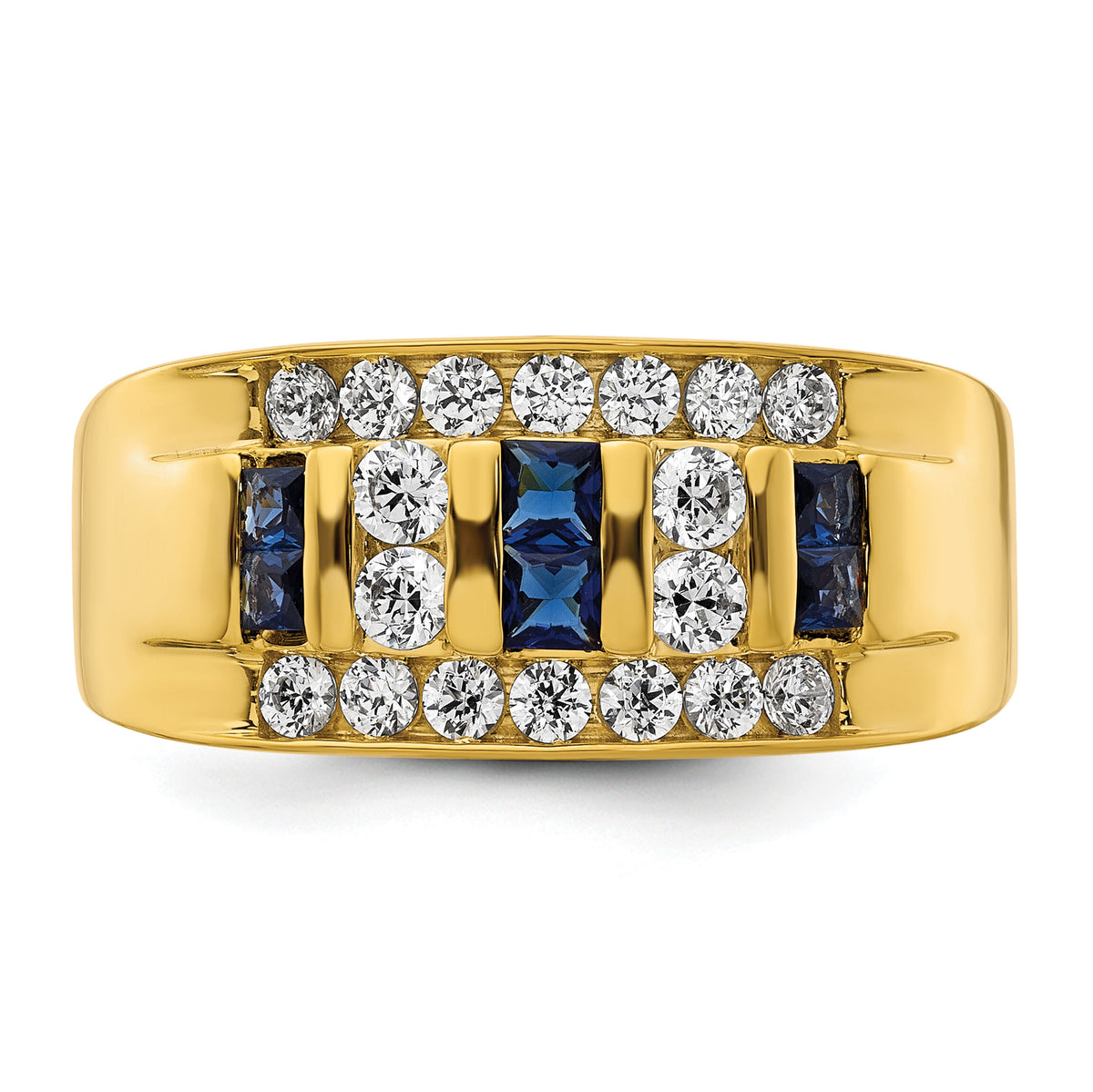 14k 1 1/4 ct Lab Grown Diamond VS/SI+ G+ & Cr Sapphire Complete Men's Ring-B220044