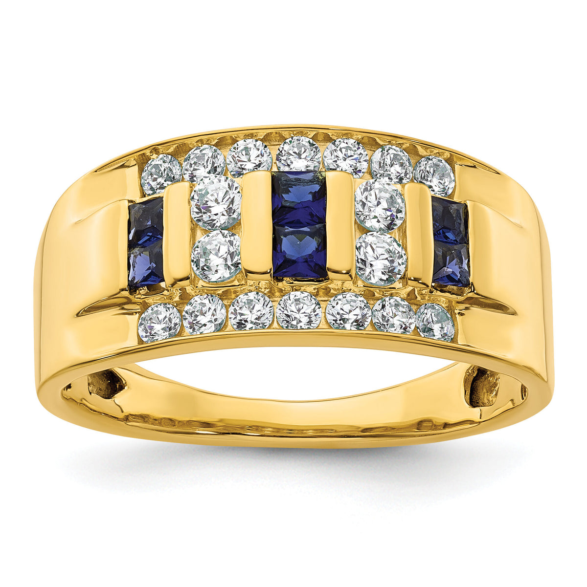 14k 1 1/4 ct Lab Grown Diamond VS/SI+ G+ & Cr Sapphire Complete Men's Ring-B220044