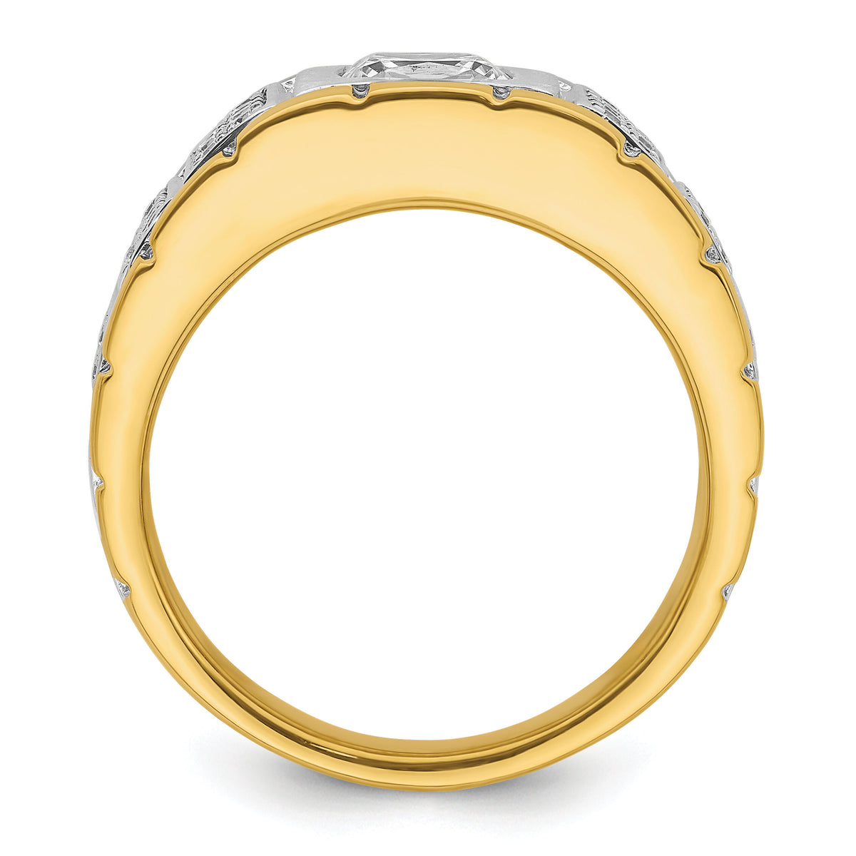 14k Two Tone 3/8 ct Lab Grown Diamond VS/SI+ G+ Semi Mount Men's Ring-B220046