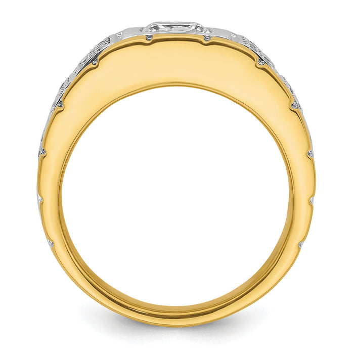 14k Two Tone 3/8 ct Lab Grown Diamond VS/SI+ G+ Semi Mount Men's Ring-B220046