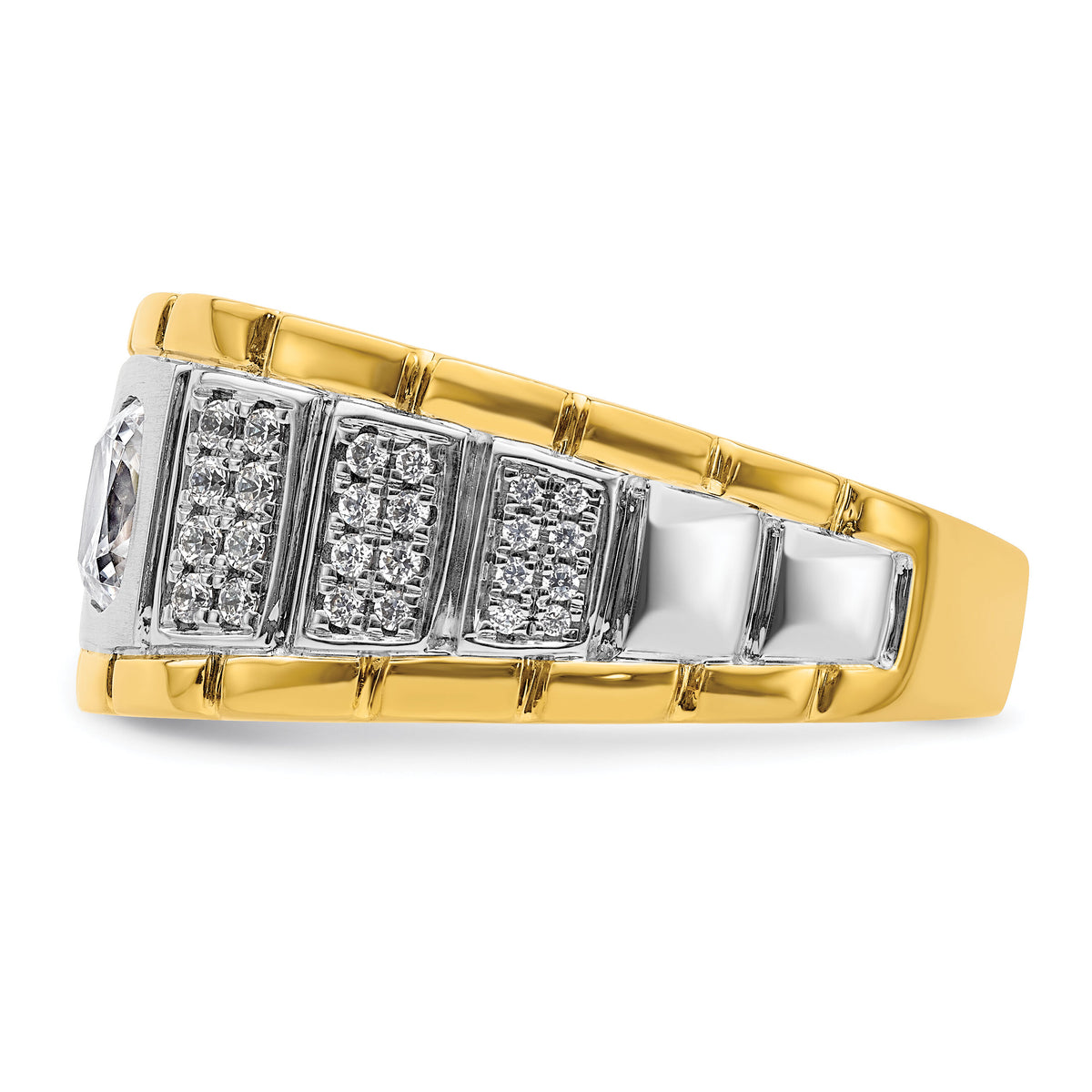 14k Two Tone 3/8 ct Lab Grown Diamond VS/SI+ G+ Semi Mount Men's Ring-B220046