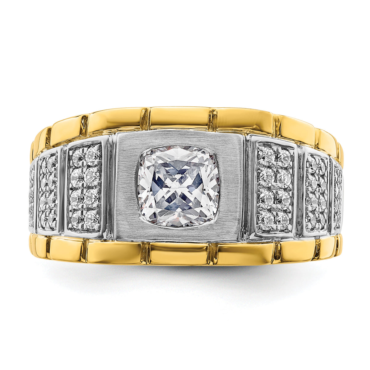 14k Two Tone 3/8 ct Lab Grown Diamond VS/SI+ G+ Semi Mount Men's Ring-B220046