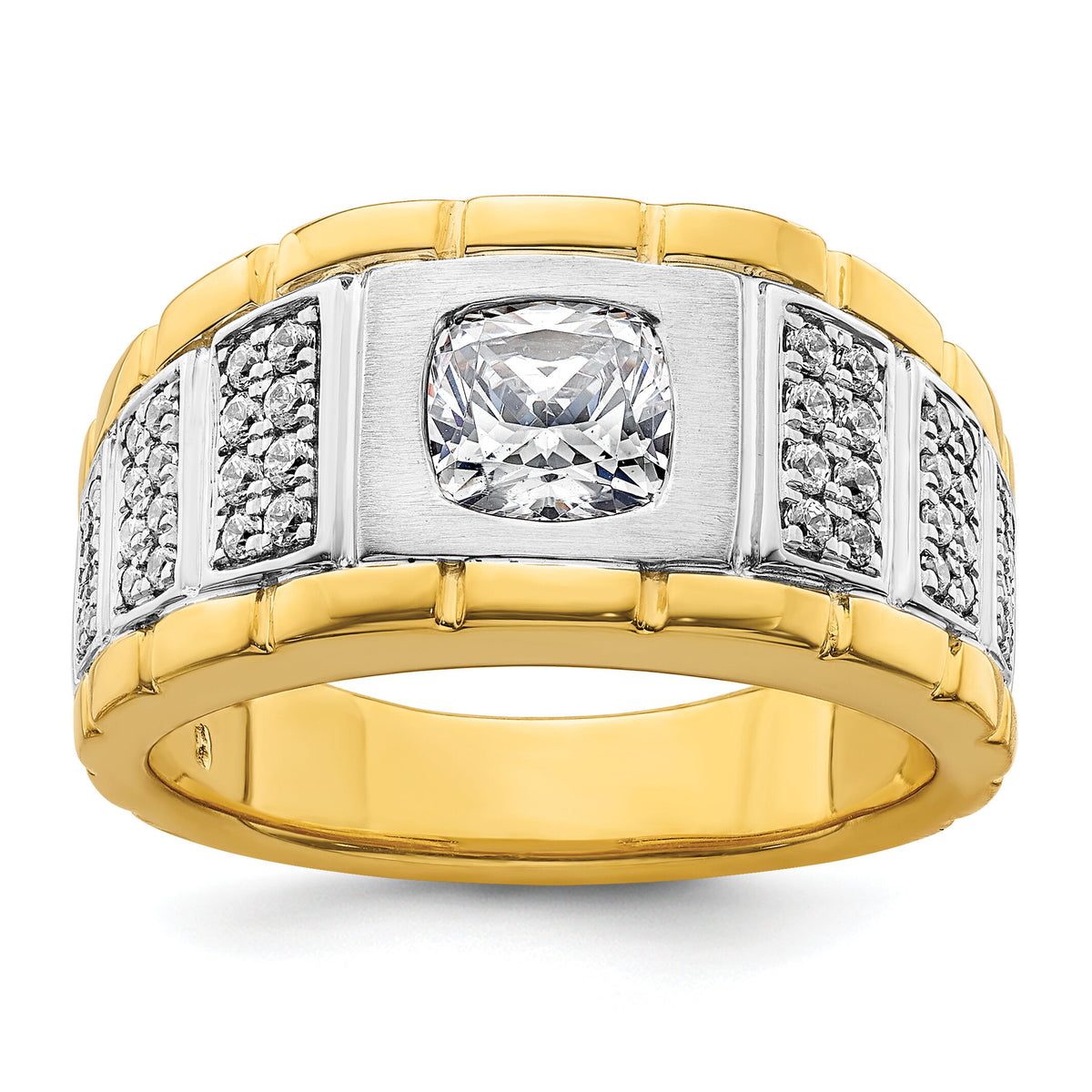 14k Two Tone 3/8 ct Lab Grown Diamond VS/SI+ G+ Semi Mount Men's Ring-B220046