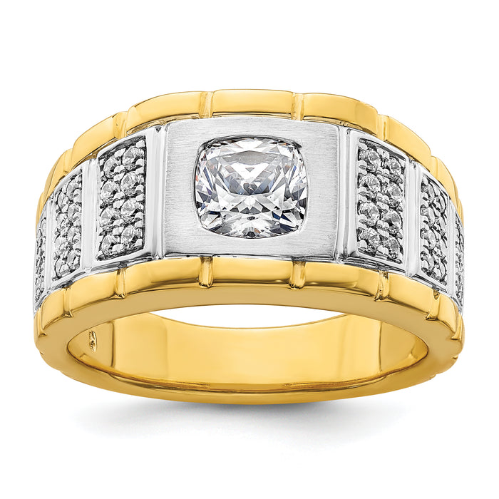 14k Two Tone 1 3/8 ct Lab Grown Diamond VS/SI+ G+ Complete Men's Ring-B220046-4YWLGC