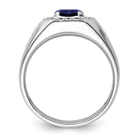 14kw 1/2 ct Lab Grown Dia VS/SI+ G+ & Cr Blue Sapphire Complete Men's Ring-B220050