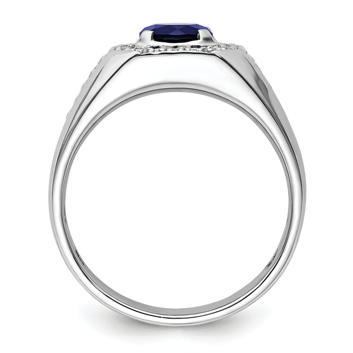 14kw 1/2 ct Lab Grown Dia VS/SI+ G+ & Cr Blue Sapphire Complete Men's Ring-B220050