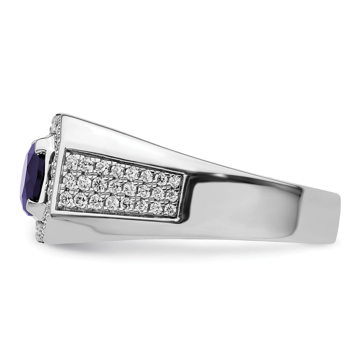 14kw 1/2 ct Lab Grown Dia VS/SI+ G+ & Cr Blue Sapphire Complete Men's Ring-B220050