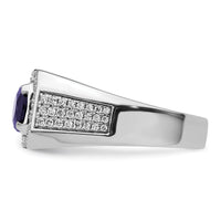 14kw 1/2 ct Lab Grown Dia VS/SI+ G+ & Cr Blue Sapphire Complete Men's Ring-B220050