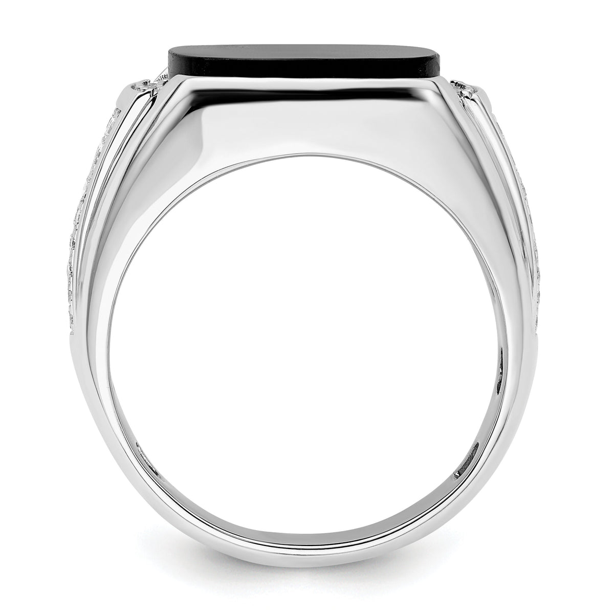 14k White Gold 5/8 ct Lab Grown Dia VS/SI+ G+ & Onyx Comp Men's Ring-B220051
