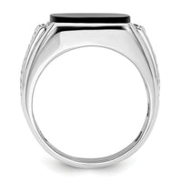 14k White Gold 5/8 ct Lab Grown Dia VS/SI+ G+ & Onyx Comp Men's Ring-B220051