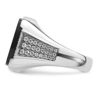 14k White Gold 5/8 ct Lab Grown Dia VS/SI+ G+ & Onyx Comp Men's Ring-B220051