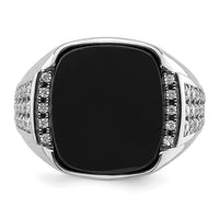14k White Gold 5/8 ct Lab Grown Dia VS/SI+ G+ & Onyx Comp Men's Ring-B220051