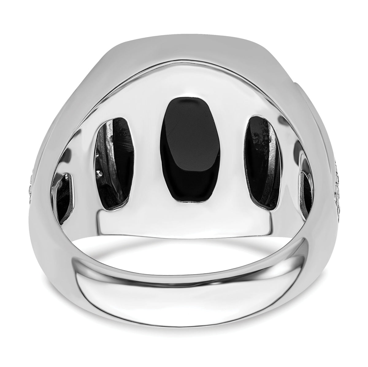 14k White Gold 5/8 ct Lab Grown Dia VS/SI+ G+ & Onyx Comp Men's Ring-B220051